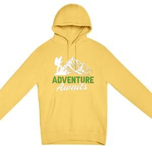 Adventure Awaits Camping Gift Premium Pullover Hoodie