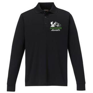 Adventure Awaits Camping Gift Performance Long Sleeve Polo