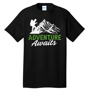 Adventure Awaits Camping Gift Tall T-Shirt