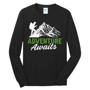 Adventure Awaits Camping Gift Tall Long Sleeve T-Shirt