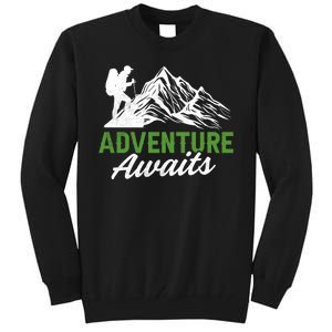 Adventure Awaits Camping Gift Tall Sweatshirt