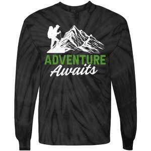 Adventure Awaits Camping Gift Tie-Dye Long Sleeve Shirt