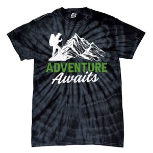 Adventure Awaits Camping Gift Tie-Dye T-Shirt