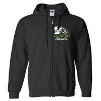 Adventure Awaits Camping Gift Full Zip Hoodie