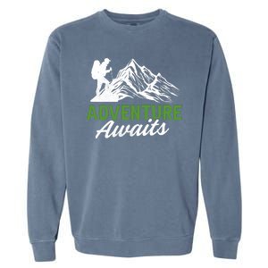 Adventure Awaits Camping Gift Garment-Dyed Sweatshirt