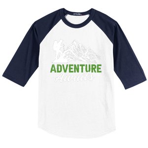 Adventure Awaits Camping Gift Baseball Sleeve Shirt