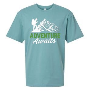 Adventure Awaits Camping Gift Sueded Cloud Jersey T-Shirt