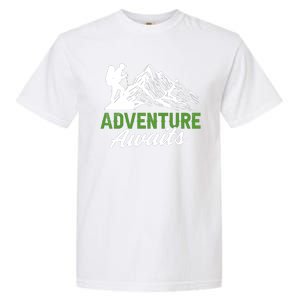 Adventure Awaits Camping Gift Garment-Dyed Heavyweight T-Shirt