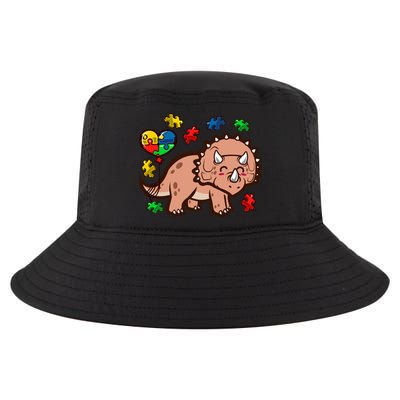 Autism Awareness Cute Triceratops Dinosaur Puzzle Heart Love Gift Cool Comfort Performance Bucket Hat
