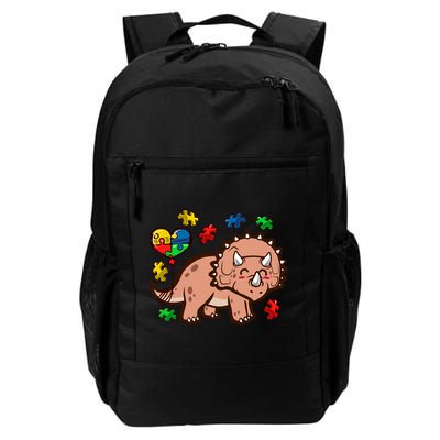 Autism Awareness Cute Triceratops Dinosaur Puzzle Heart Love Gift Backpack