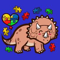 Autism Awareness Cute Triceratops Dinosaur Puzzle Heart Love Gift V-Neck T-Shirt