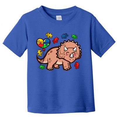 Autism Awareness Cute Triceratops Dinosaur Puzzle Heart Love Gift Toddler T-Shirt