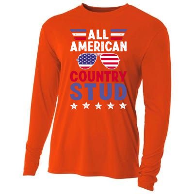 All American Country Stud Gift Usa 4th Of July Graphic Meaningful Gift Cooling Performance Long Sleeve Crew