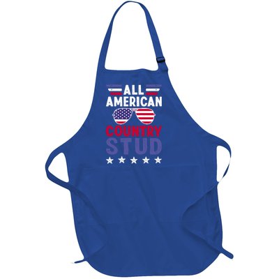 All American Country Stud Gift Usa 4th Of July Graphic Meaningful Gift Full-Length Apron With Pockets