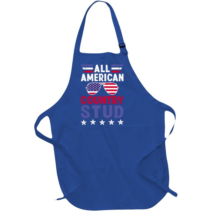 All American Country Stud Gift Usa 4th Of July Graphic Meaningful Gift Full-Length Apron With Pockets