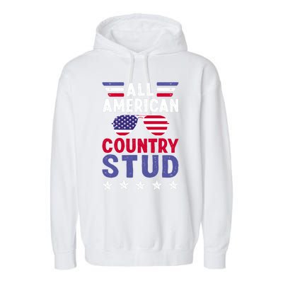 All American Country Stud Gift Usa 4th Of July Graphic Meaningful Gift Garment-Dyed Fleece Hoodie