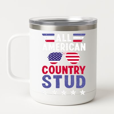 All American Country Stud Gift Usa 4th Of July Graphic Meaningful Gift 12 oz Stainless Steel Tumbler Cup