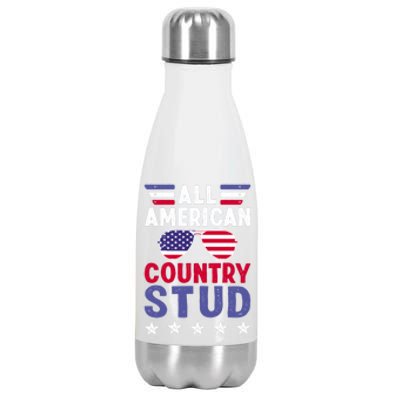 All American Country Stud Gift Usa 4th Of July Graphic Meaningful Gift Stainless Steel Insulated Water Bottle