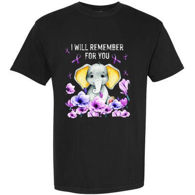 Alzheimer Awareness Cute Elephant I Will Remember For You Garment-Dyed Heavyweight T-Shirt