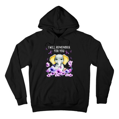 Alzheimer Awareness Cute Elephant I Will Remember For You Hoodie