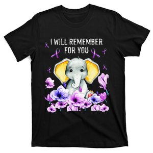 Alzheimer Awareness Cute Elephant I Will Remember For You T-Shirt