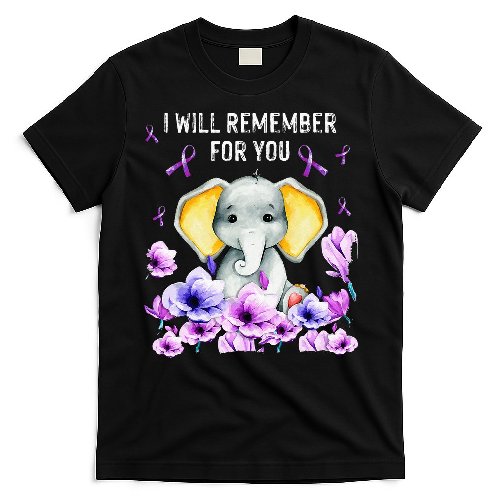 Alzheimer Awareness Cute Elephant I Will Remember For You T-Shirt