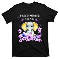 Alzheimer Awareness Cute Elephant I Will Remember For You T-Shirt