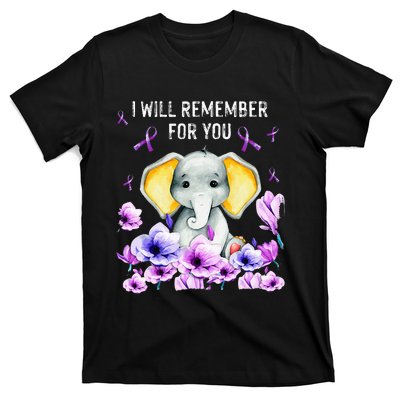 Alzheimer Awareness Cute Elephant I Will Remember For You T-Shirt