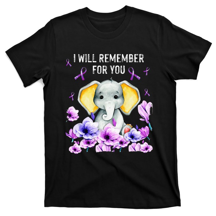 Alzheimer Awareness Cute Elephant I Will Remember For You T-Shirt