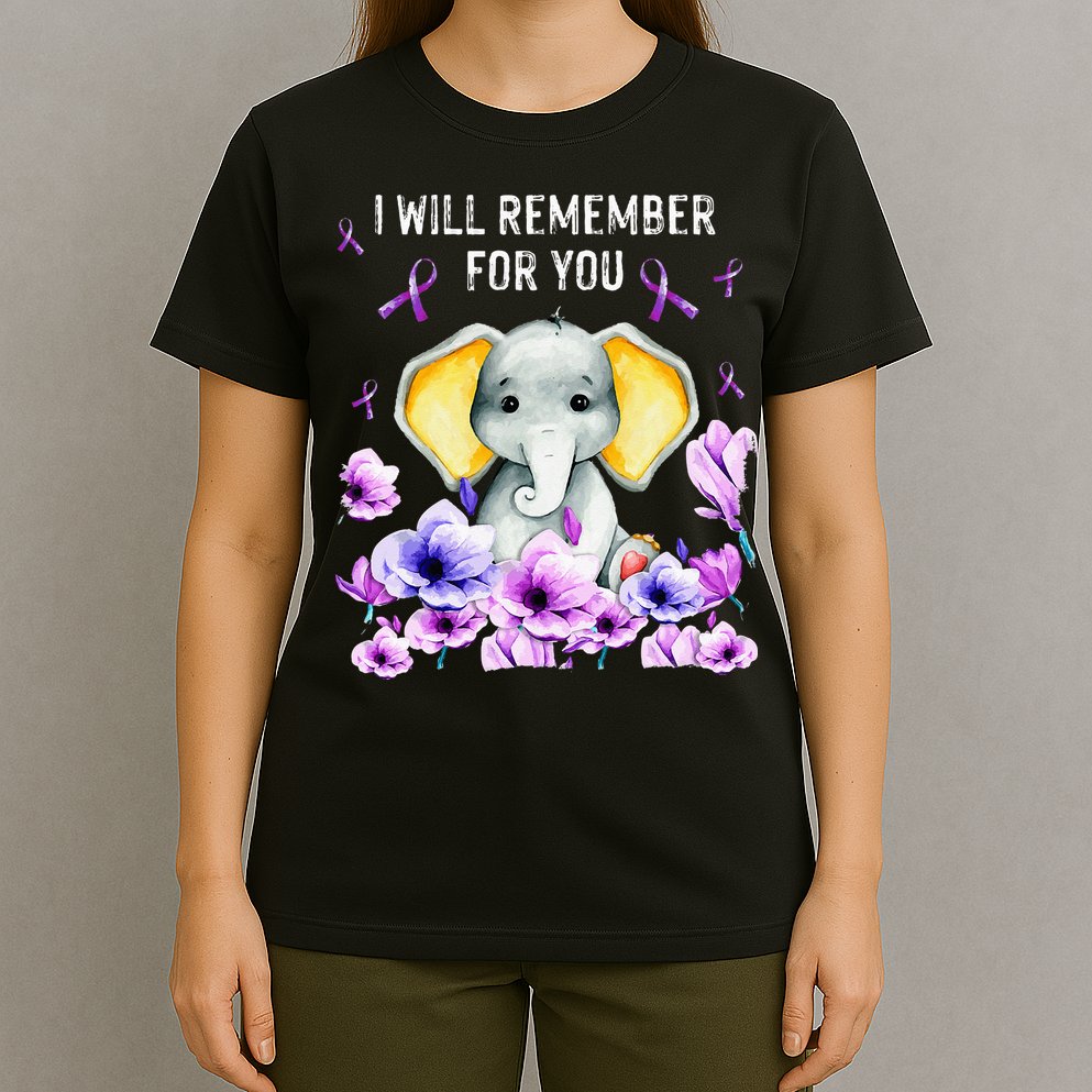 Alzheimer Awareness Cute Elephant I Will Remember For You T-Shirt
