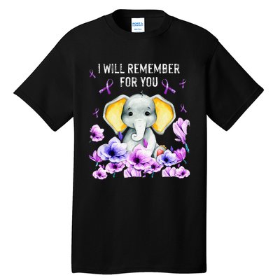 Alzheimer Awareness Cute Elephant I Will Remember For You Tall T-Shirt