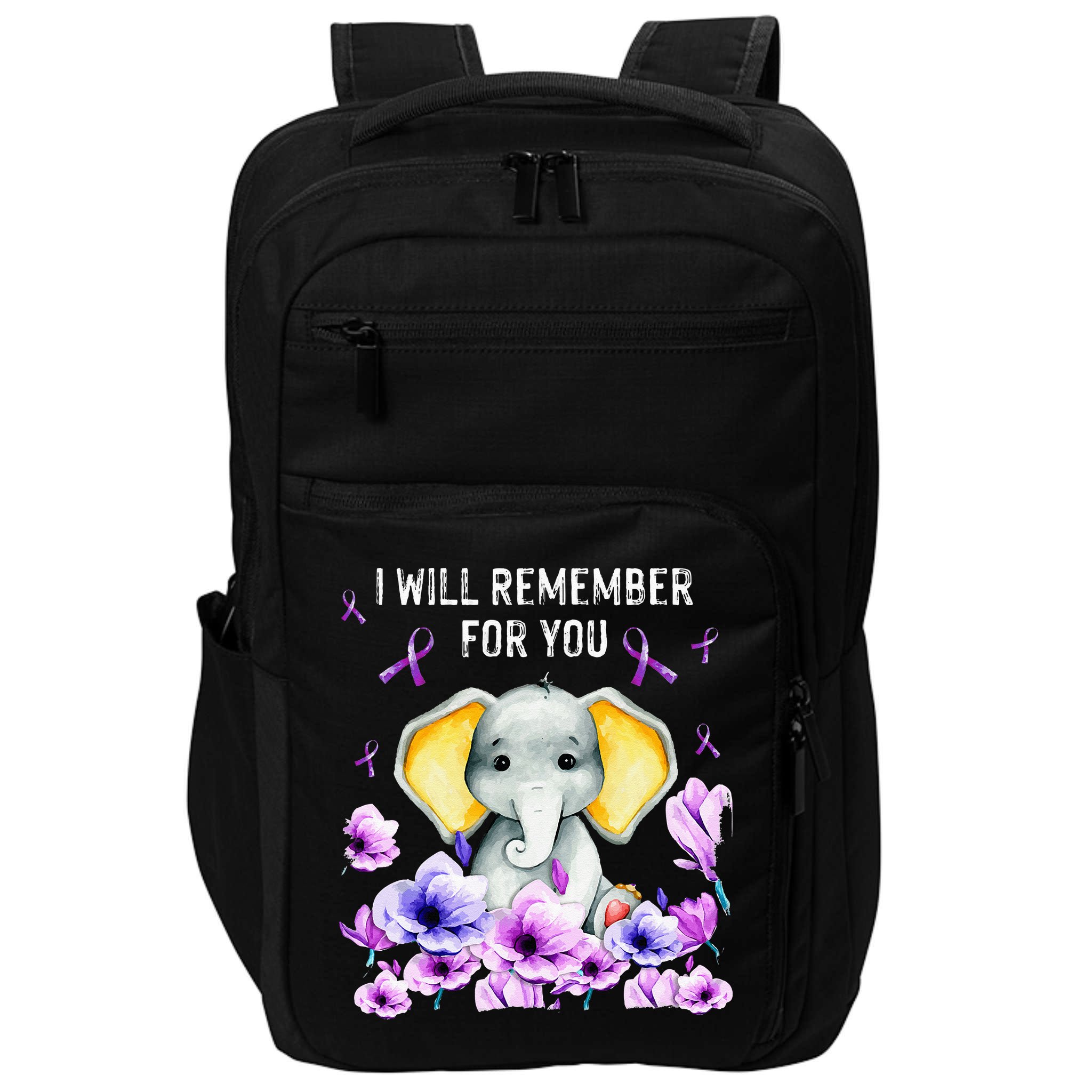 Alzheimer Awareness Cute Elephant I Will Remember For You Impact Tech Backpack