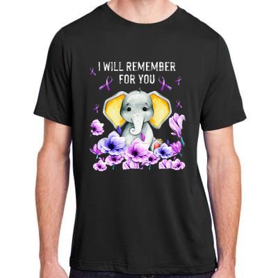 Alzheimer Awareness Cute Elephant I Will Remember For You Adult ChromaSoft Performance T-Shirt