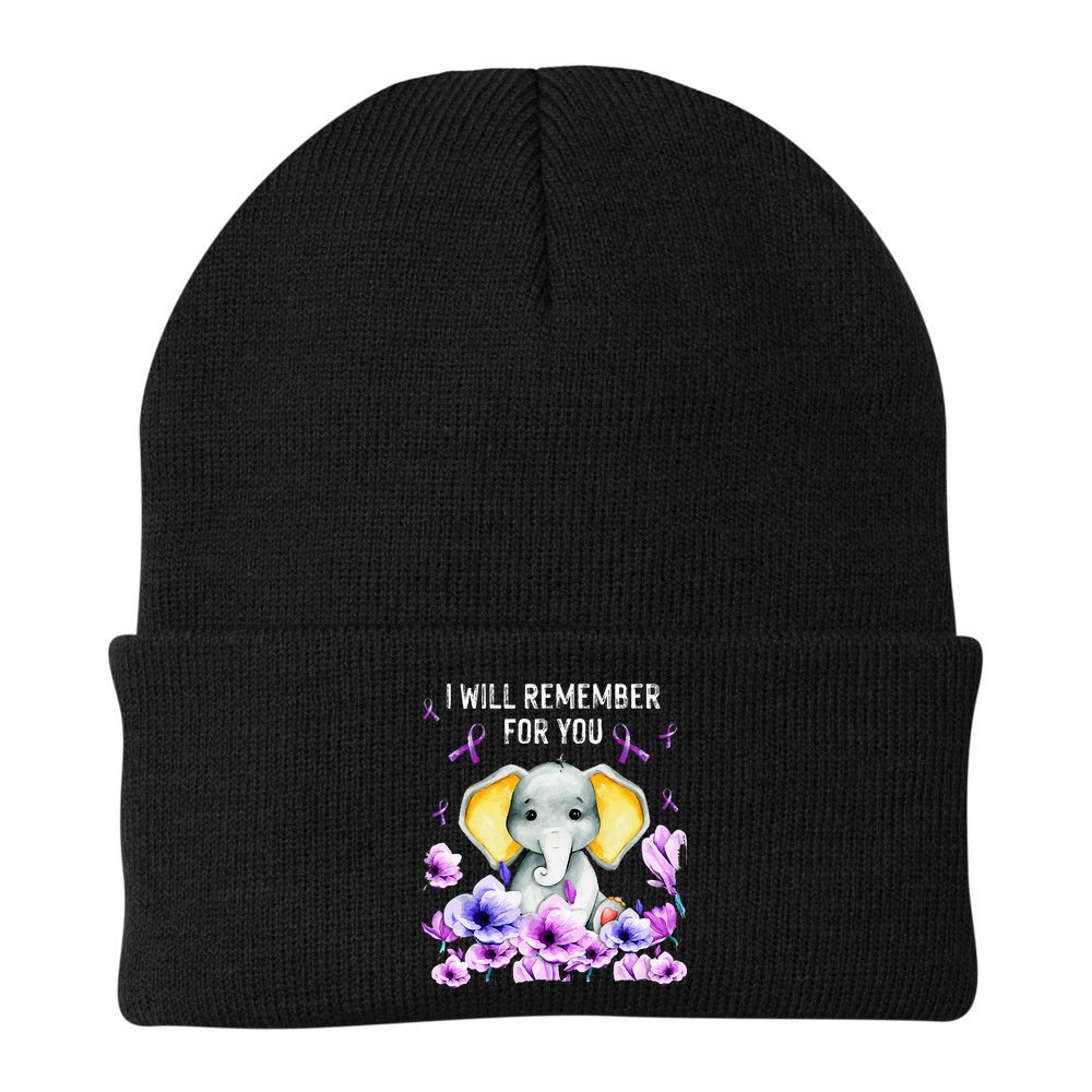 Alzheimer Awareness Cute Elephant I Will Remember For You Beanie