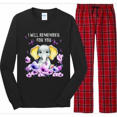 Alzheimer Awareness Cute Elephant I Will Remember For You Long Sleeve Pajama Set