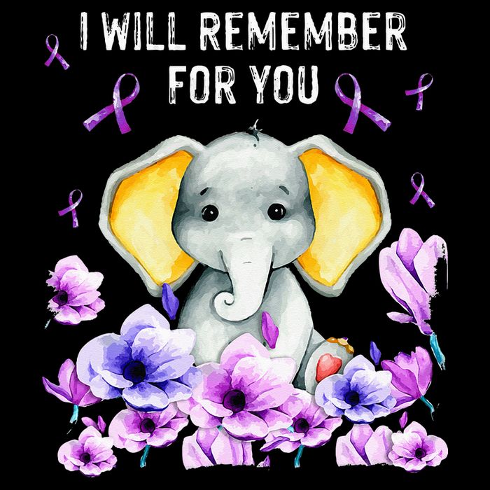 Alzheimer Awareness Cute Elephant I Will Remember For You Flat Bill Trucker Hat