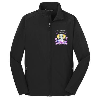 Alzheimer Awareness Cute Elephant I Will Remember For You Core Soft Shell Jacket