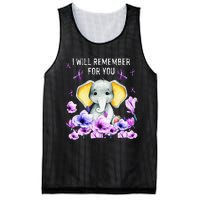 Alzheimer Awareness Cute Elephant I Will Remember For You Mesh Reversible Basketball Jersey Tank