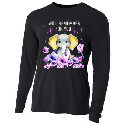 Alzheimer Awareness Cute Elephant I Will Remember For You Cooling Performance Long Sleeve Crew