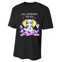 Alzheimer Awareness Cute Elephant I Will Remember For You Performance Sprint T-Shirt