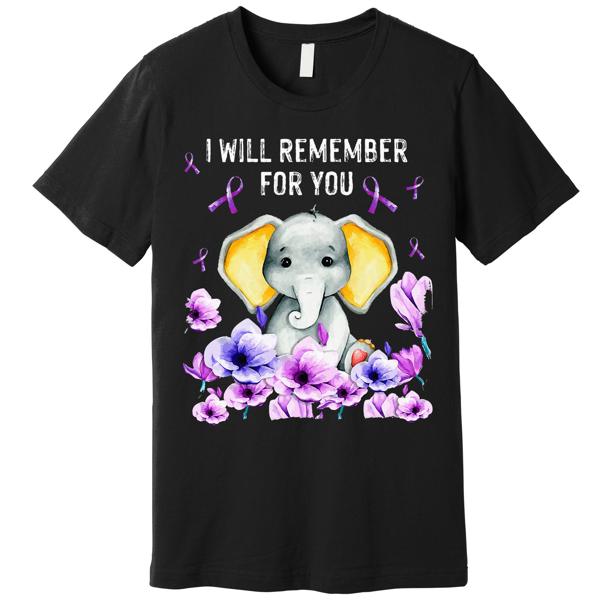 Alzheimer Awareness Cute Elephant I Will Remember For You Premium T-Shirt
