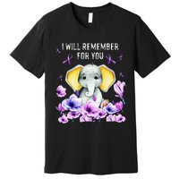 Alzheimer Awareness Cute Elephant I Will Remember For You Premium T-Shirt