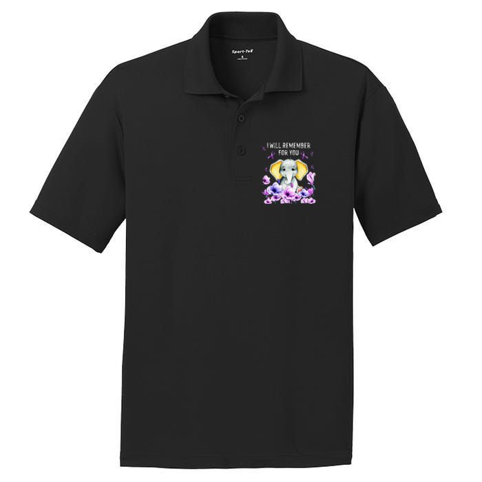 Alzheimer Awareness Cute Elephant I Will Remember For You PosiCharge RacerMesh Polo