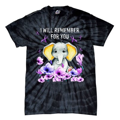 Alzheimer Awareness Cute Elephant I Will Remember For You Tie-Dye T-Shirt