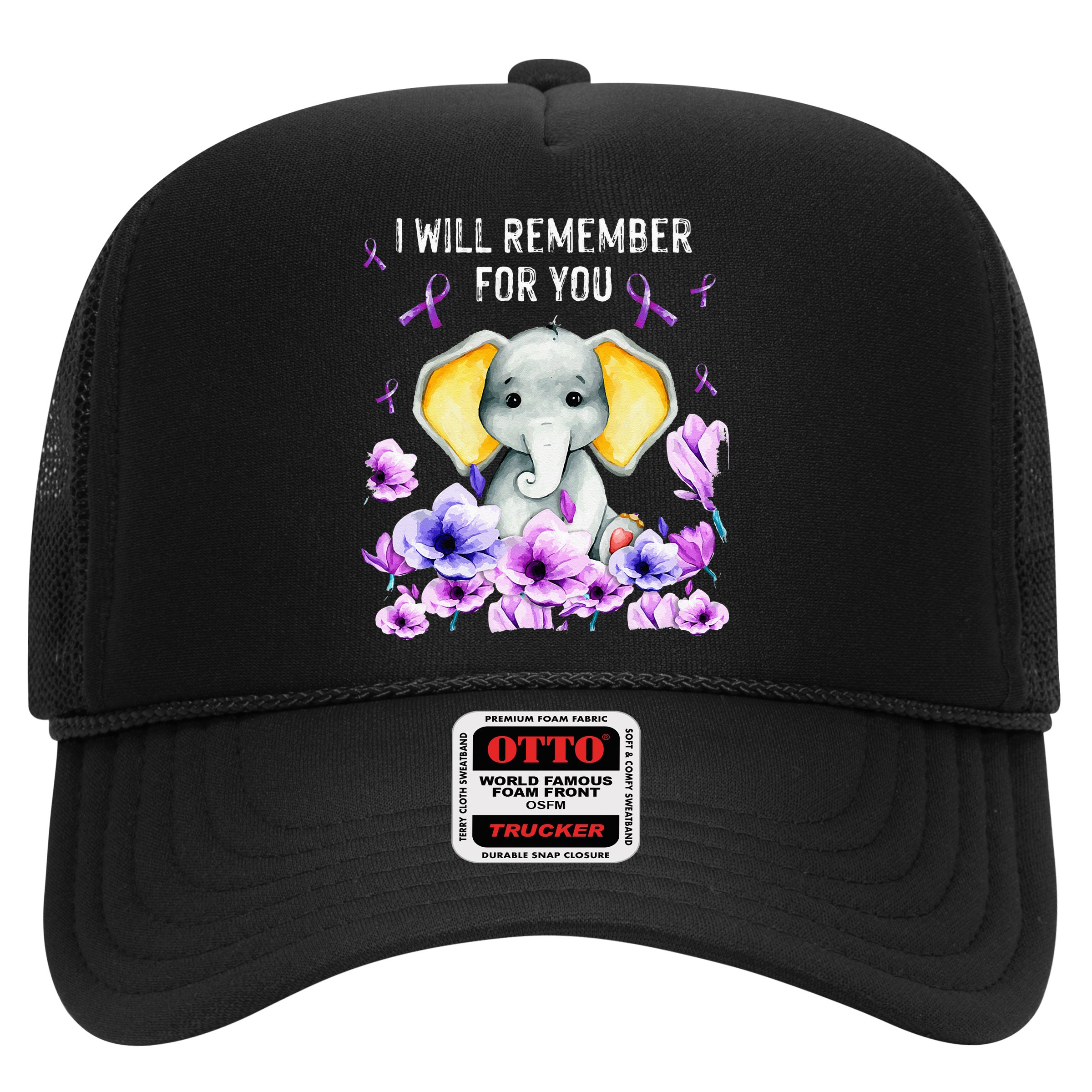 Alzheimer Awareness Cute Elephant I Will Remember For You Hat