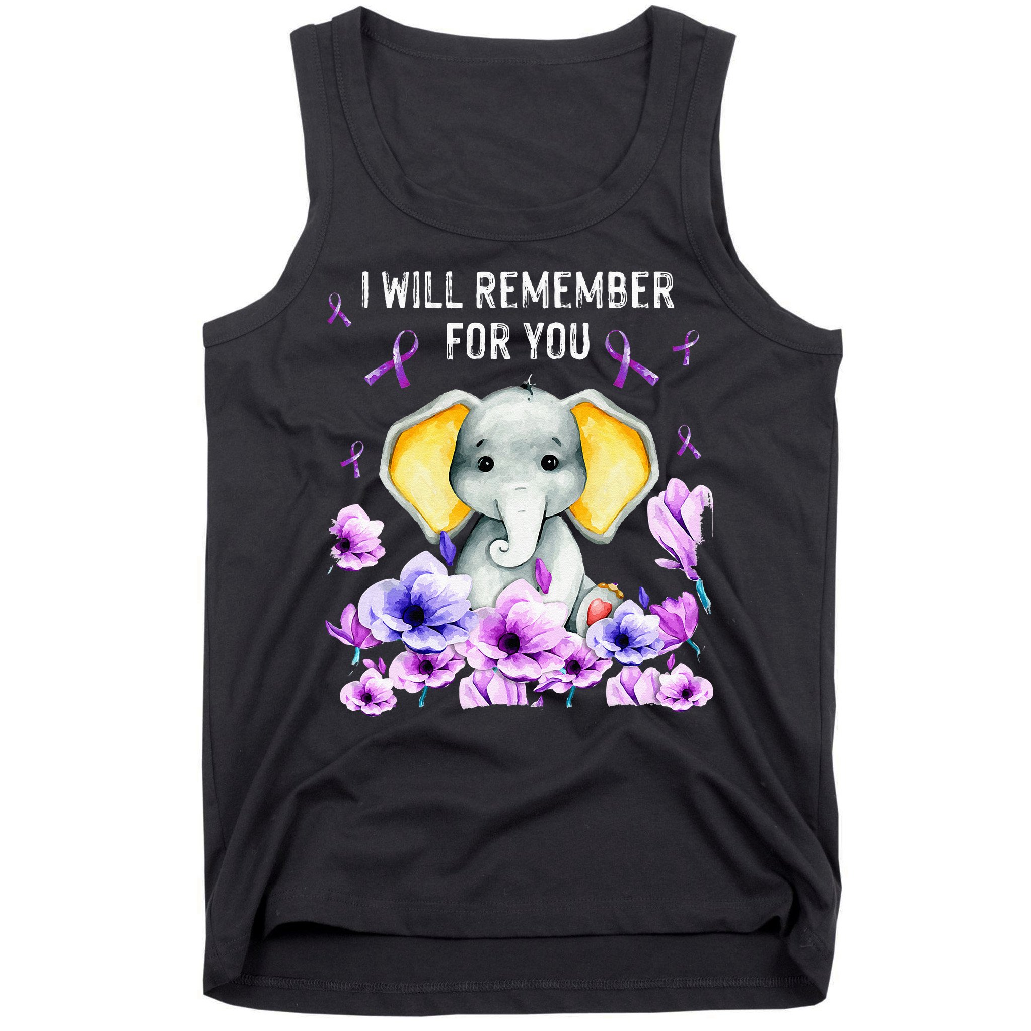 Alzheimer Awareness Cute Elephant I Will Remember For You Tank Top