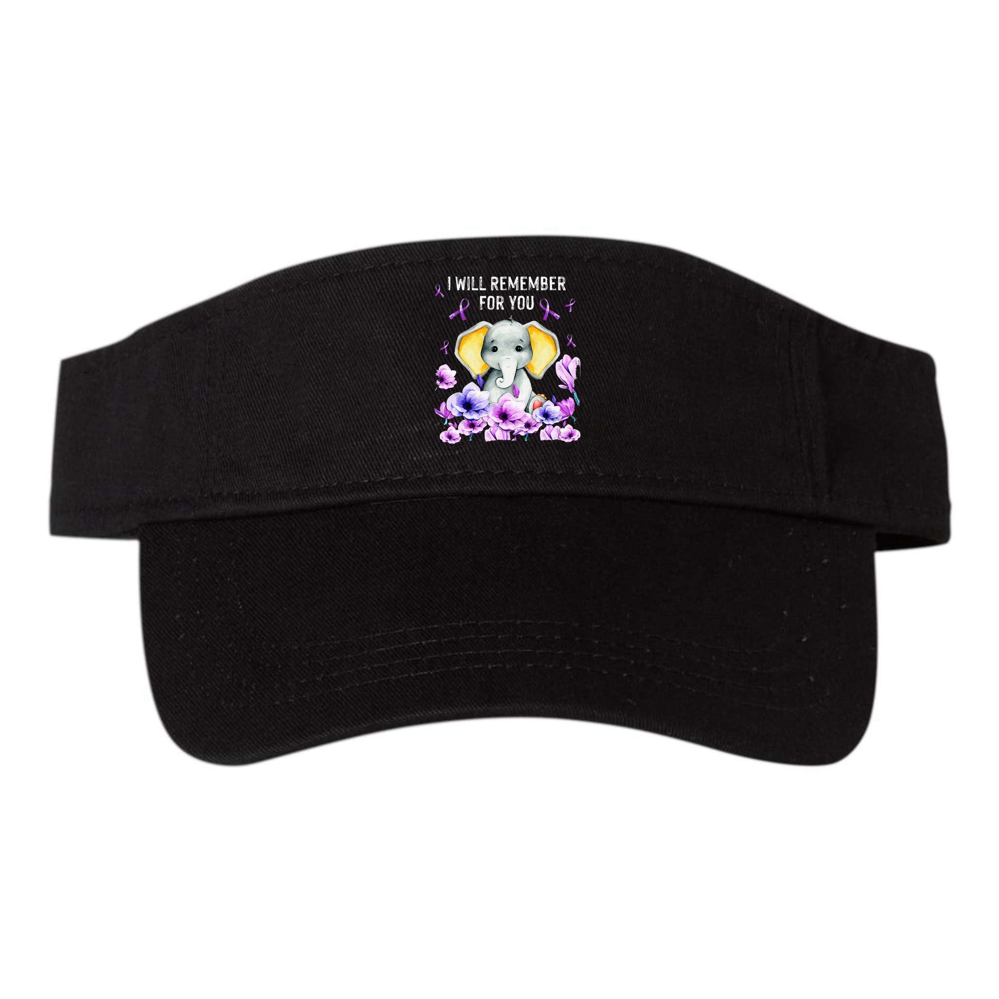 Alzheimer Awareness Cute Elephant I Will Remember For You Visor