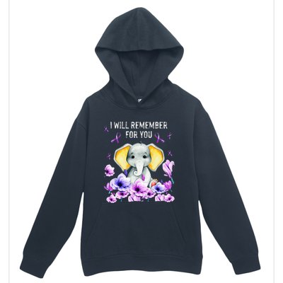 Alzheimer Awareness Cute Elephant I Will Remember For You Urban Pullover Hoodie