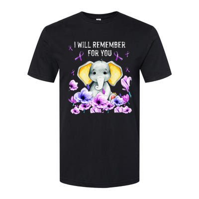 Alzheimer Awareness Cute Elephant I Will Remember For You Softstyle CVC T-Shirt