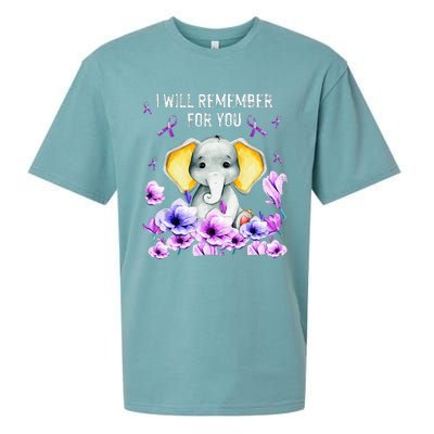 Alzheimer Awareness Cute Elephant I Will Remember For You Sueded Cloud Jersey T-Shirt